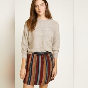 GARNET HILL 100% LINEN STRIPED SKIRT SIZE L